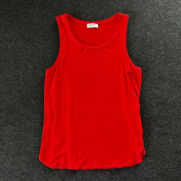 Babaton Tops - Babaton Red Scoop Neck Tank Top Rayon Spandex Stretch Curved Hem Small